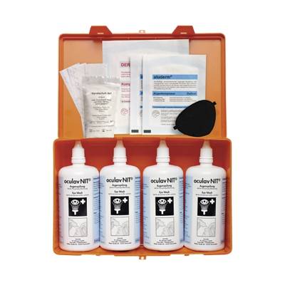oculav NIT® -Box Augenspülung + Sofortset Augenverletzungen | 4 x 250 ml