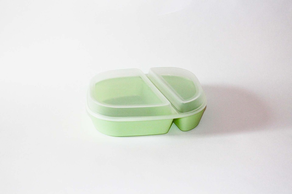 Menübox 2-geteilt 236x181x47mm mit Deckel / avocadogrün / 48 Stk.