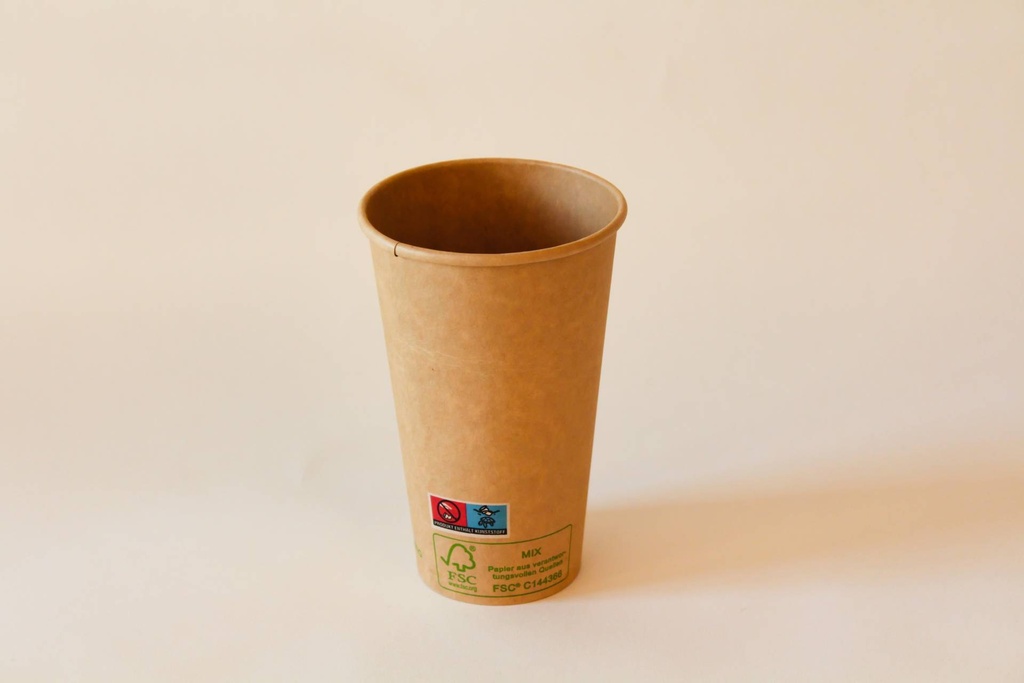Kaffeebecher Ø90mm/400ml mit Bagassedeckel / braun / 1000 Stk.