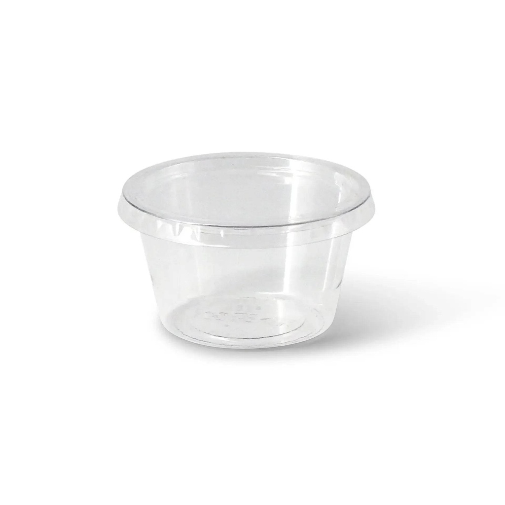 Dressingbecher rPET Ø75mm/80ml – 1000 Stück 2000 Stk. / mit Deckel PLA / Transparent