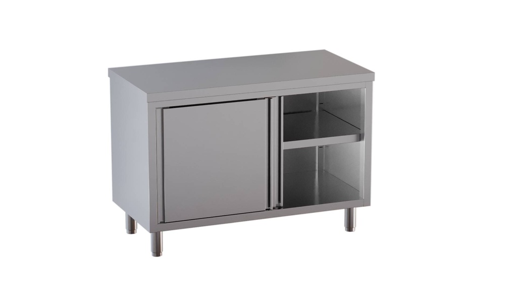 Edelstahl-Arbeitsschrank ECO 12x6 offen mit Aufkantung