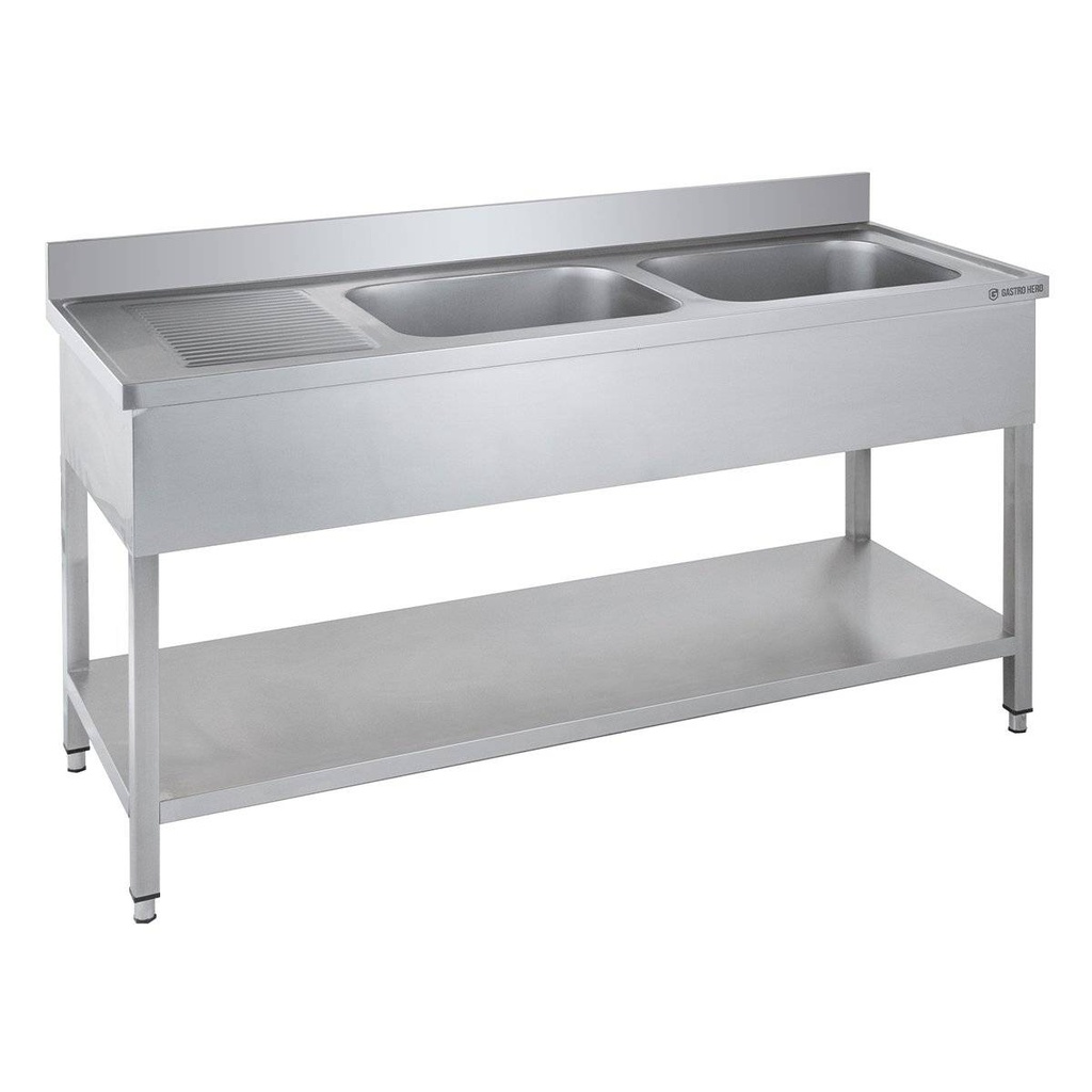 Spültisch Basic 16x6 mit 2 Becken rechts