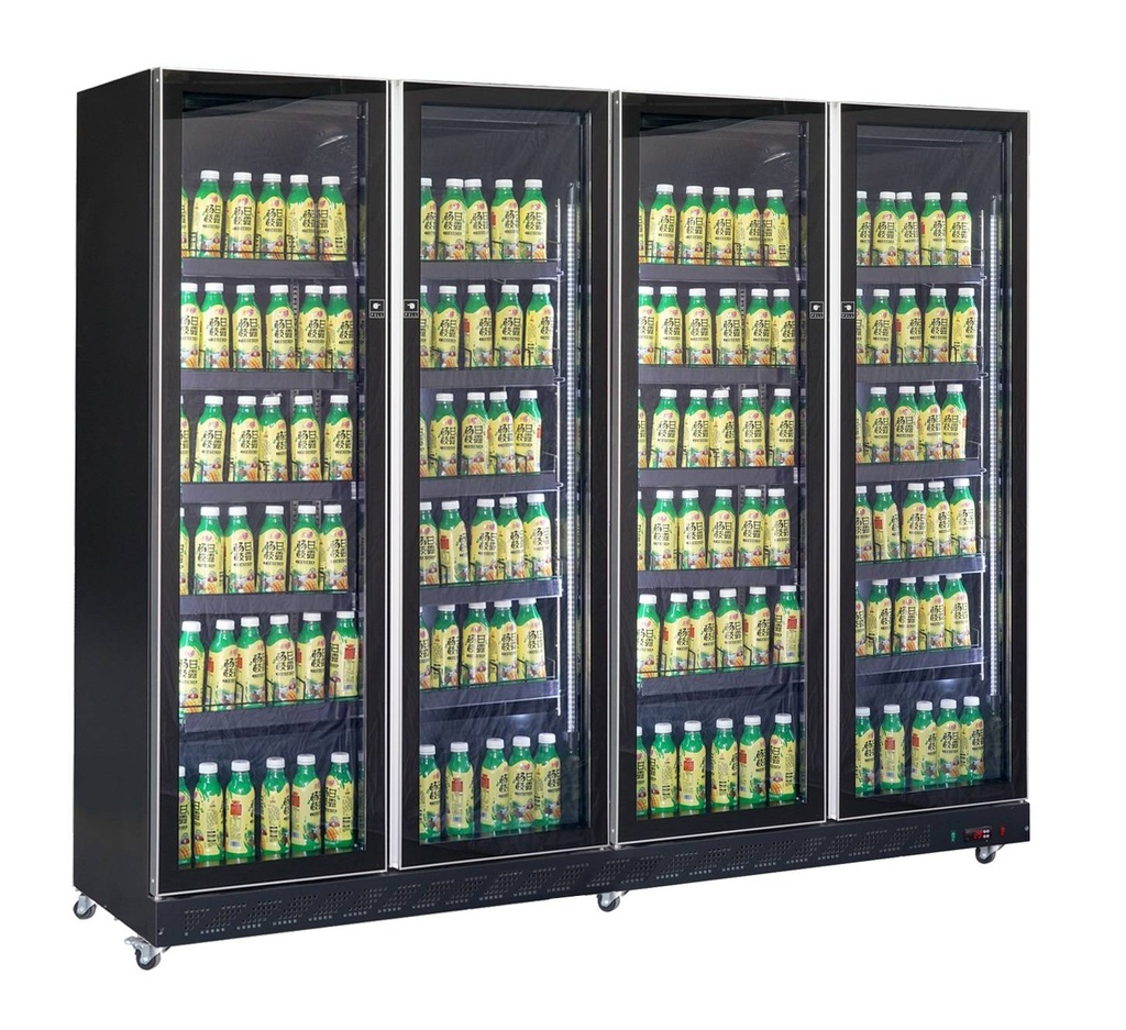 Kühlschrank 4 Glastüren, 2240 x 600 x 1980 mm, schwarz