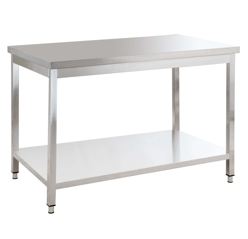 Edelstahl Arbeitstisch Basic 12x7 mit Grundboden, zur Selbstmontage