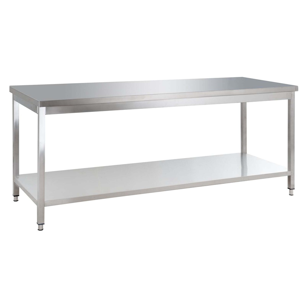 Edelstahl Arbeitstisch Basic 18x7 mit Grundboden, zur Selbstmontage
