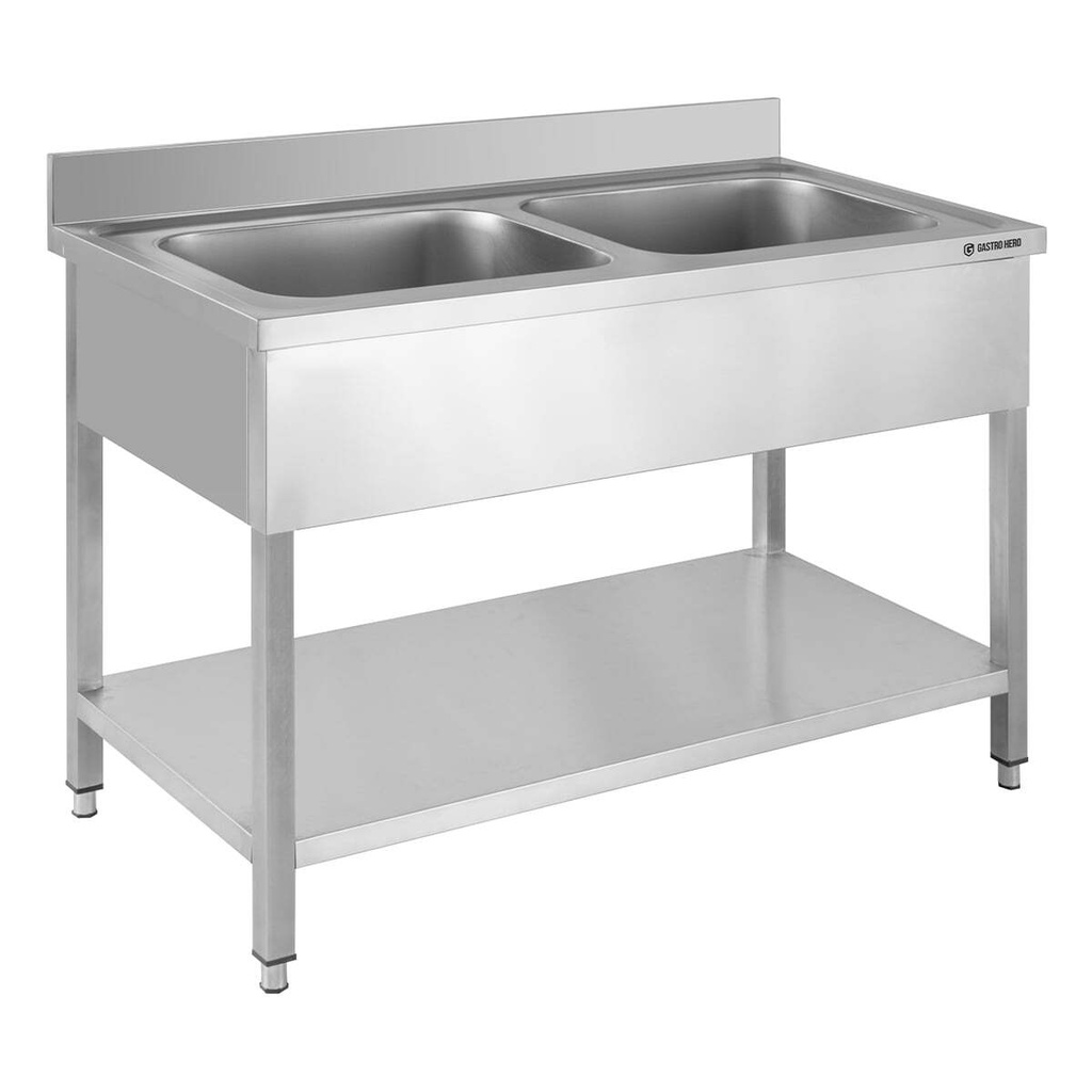 Spültisch Basic 12x6 mit 2 Becken, Aufkantung und Grundboden
