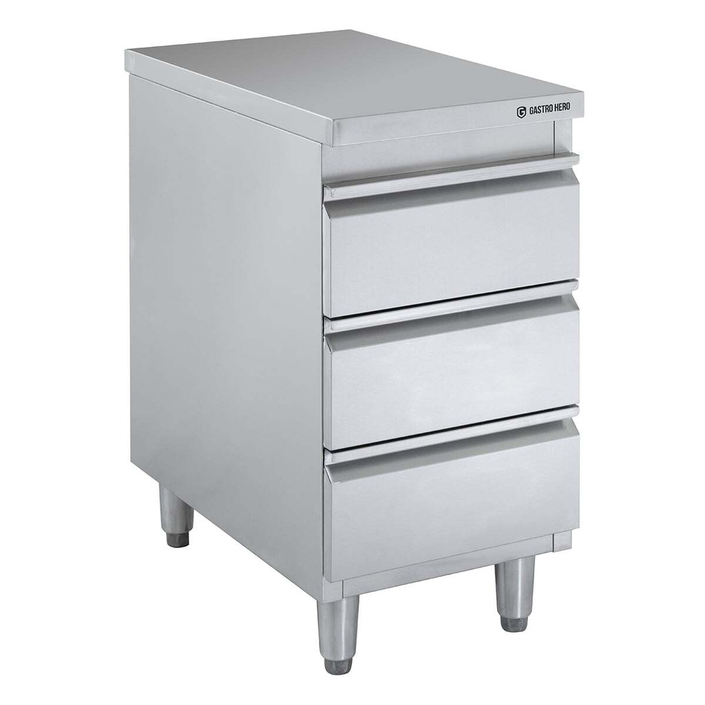 Edelstahl-Schubladenschrank BASIC 3er Einheit 700, AISI 201