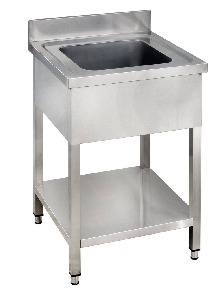 Spültisch Basic 6x6 mit 1 Becken, Aufkantung und Grundboden