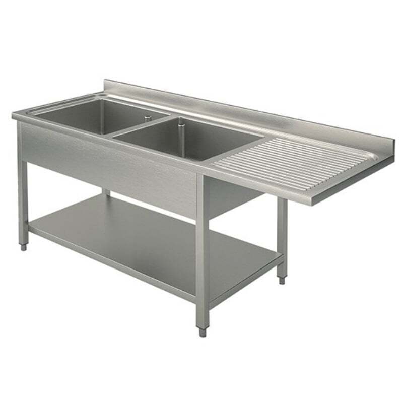 Spülzentrum Basic 16x6 mit 2 Becken links, Aufkantung und Grundboden