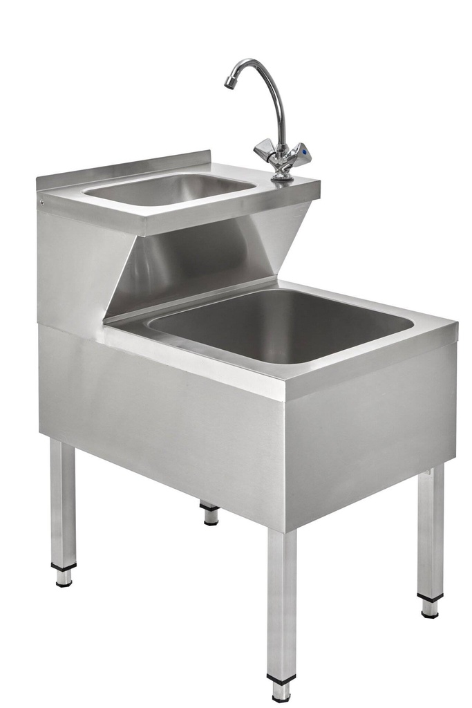 Handwasch-Ausgussbeckenkombination Basic 1, Kalt- und Warmwasserhahn