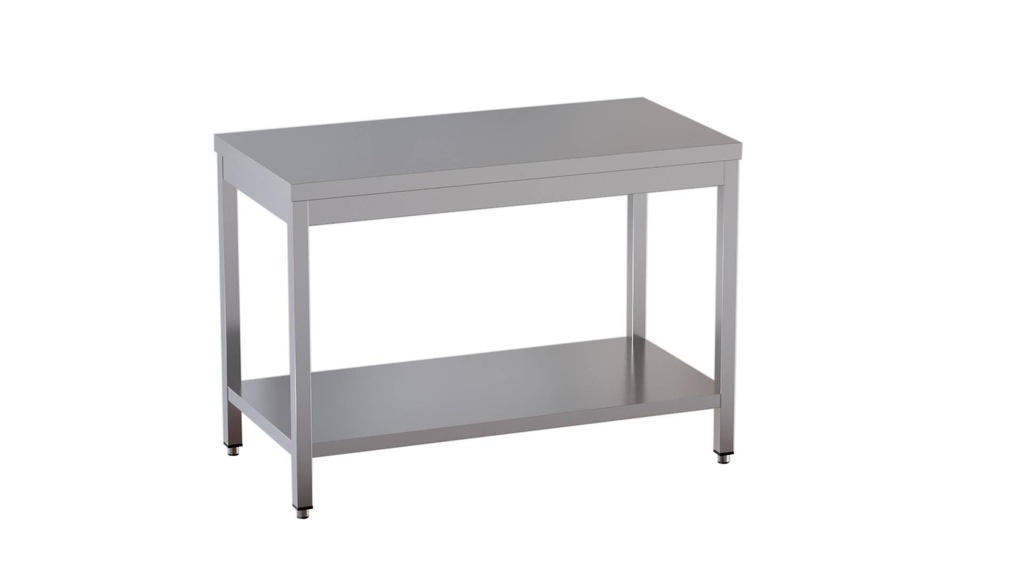 Edelstahl Arbeitstisch Eco 14x6 mit Grundboden