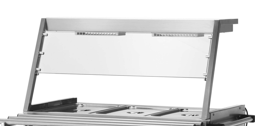 Aufsatz mit Infrarot-Lampen und Hustenschutz für Bain-Marie-Wagen PROFI 3x GN 1/1 mit Trockenheizung / abnehmbarer Wanne
