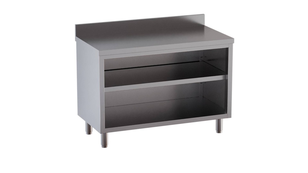 Edelstahl-Arbeitsschrank ECO 18x7 offen mit Aufkantung
