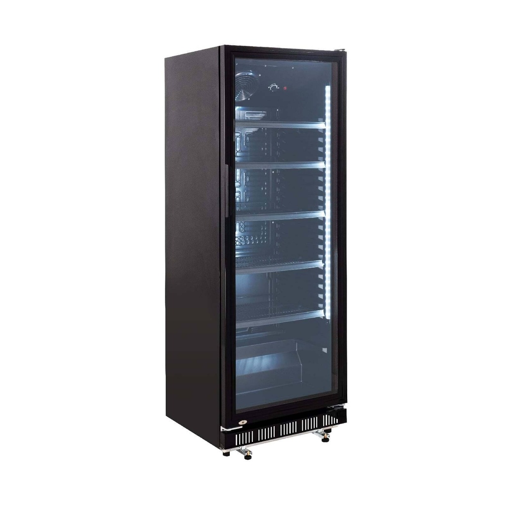 Getränkekühlschrank GK-360BB, 360 Liter Kühlraumvolumen, 4 verstellbare Einlegeböden, Innenbeleuchtung, Abschließbar, Schwarz