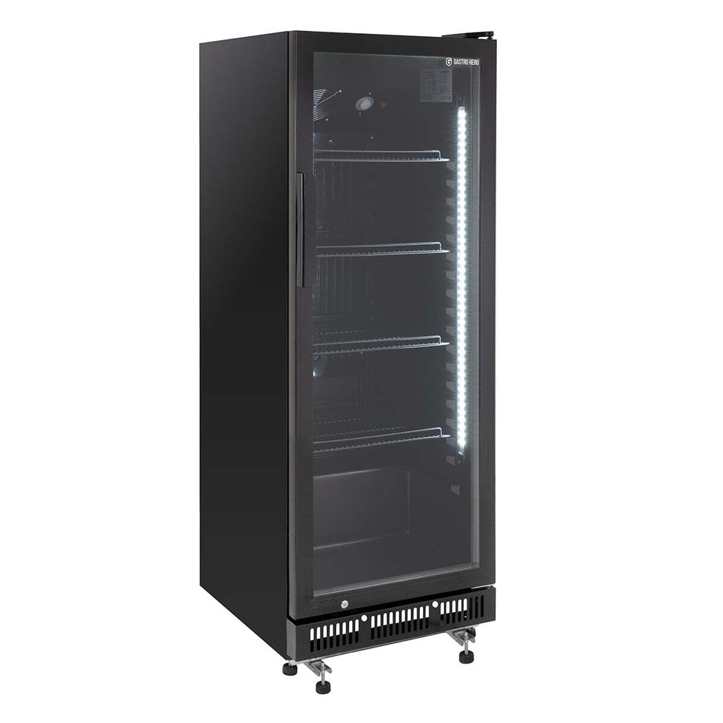 Getränkekühlschrank GKS-230, 230 Liter Kühlraumvolumen, 4 verstellbare Einlegeböden, Innenbeleuchtung, Abschließbar, Schwarz