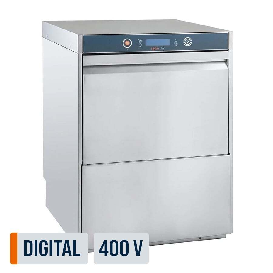 Geschirrspülmaschine HYPRO Digital 54 SL 50x50 cm Korbmaß, mit Reiniger- & Klarspüldosierer, mit Ablaufpumpe, Drucksteigerungspumpe Made in Europe, 400 Volt
