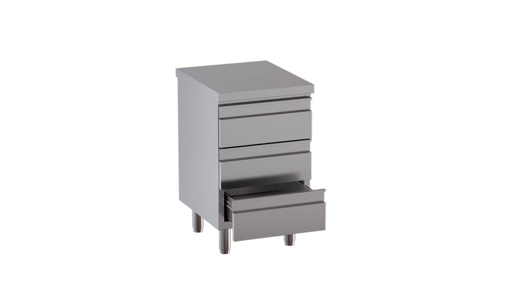 Edelstahl-Schubladenschrank ECO 3er Einheit 700 ohne Aufkantung