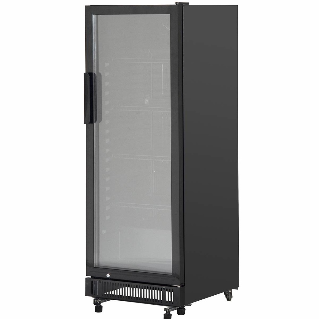 Getränkekühlschrank GKSE360, 360 Liter Kühlraumvolumen, 5 verstellbare Einlegeböden, Innenbeleuchtung, Abschließbar, Schwarz