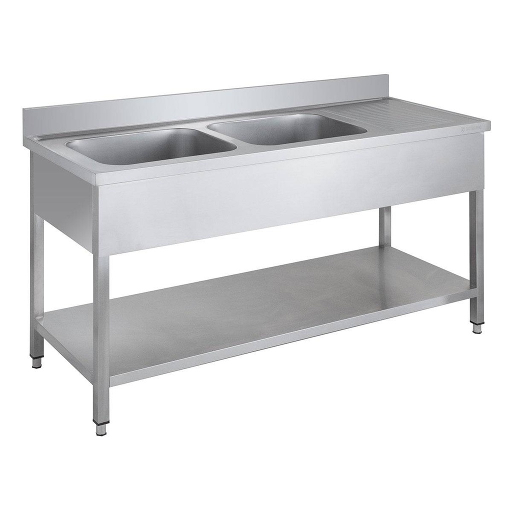 Spültisch Basic 16x6 mit 2 Becken links