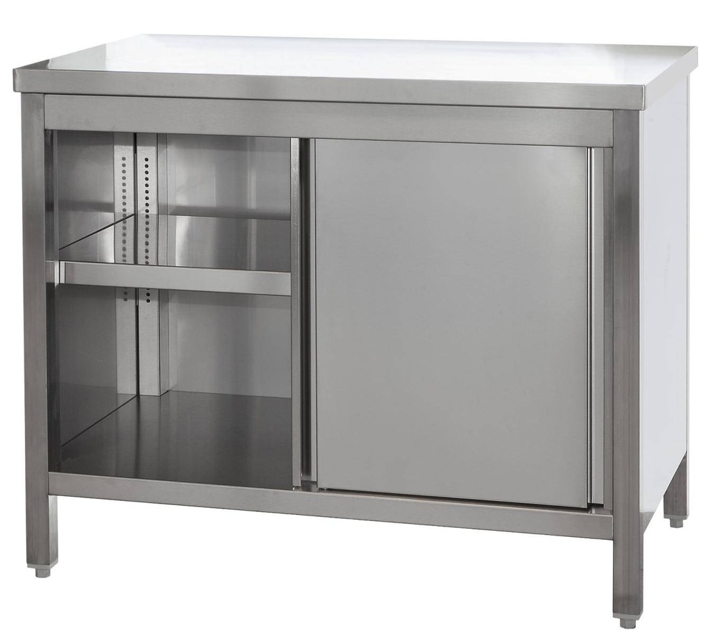 Edelstahl Arbeitsschrank mit Türen und höhenverstellbaren Zwischenboden | Bautiefe 600mm |  AISI 304