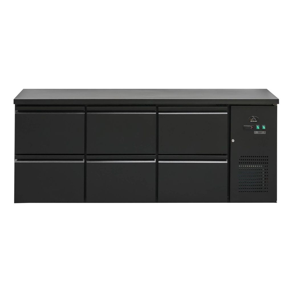 Flaschenkühltisch 425 Liter | Schwarz | 6 Schubladen | 2005 x 520 x 840 mm