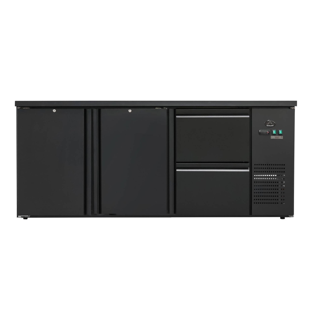 Flaschenkühltisch 425 Liter | Schwarz | 2 Türen + 2 Schubladen | 2005 x 520 x 840 mm