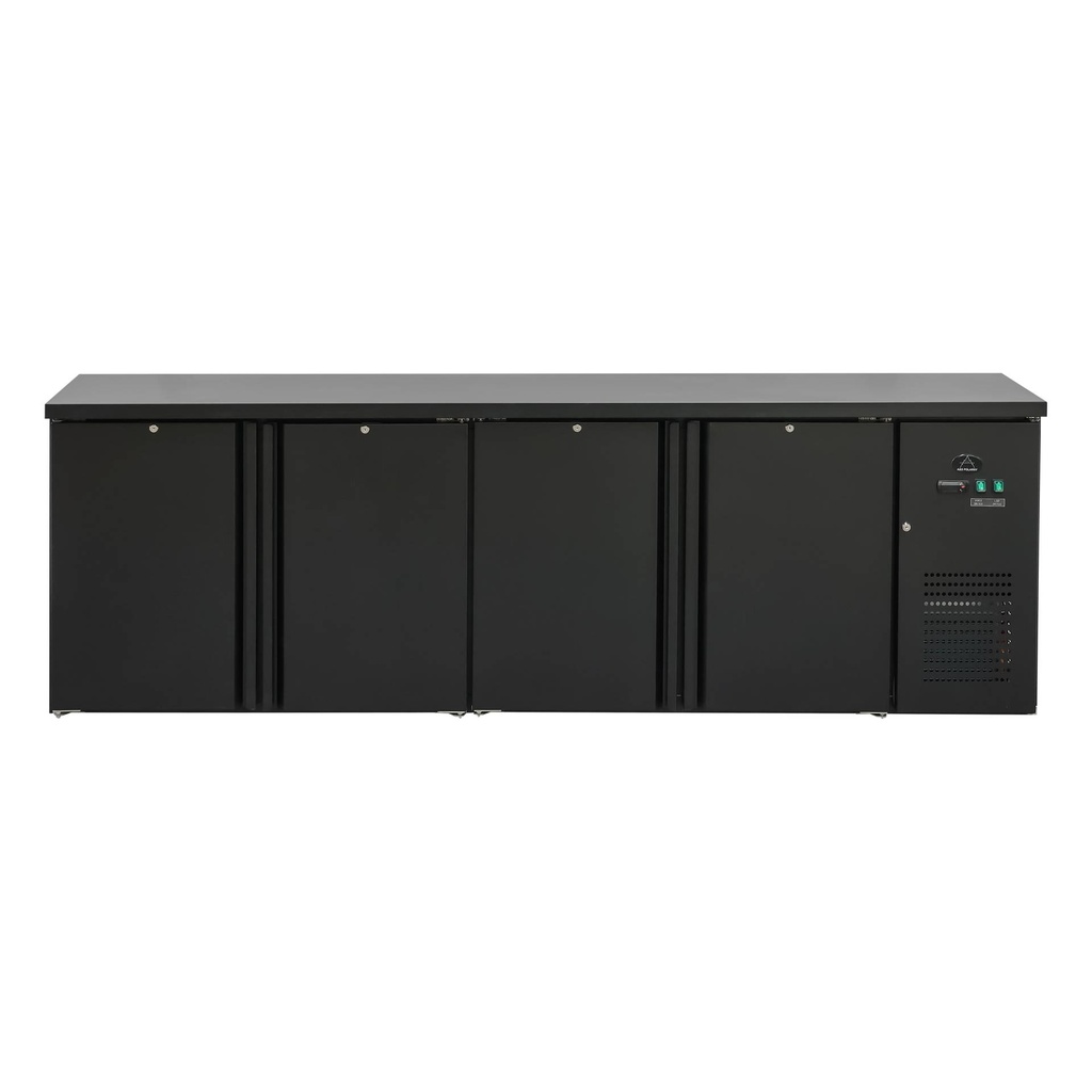 Flaschenkühltisch 600 Liter | Schwarz | 4 Türen | 2545 x 520 x 840 mm