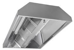 Deckenhaube Trapezform ohne Motor | Edelstahl | Filter Typ A | Filter: 4 | 1600 x 1500 x 450 mm