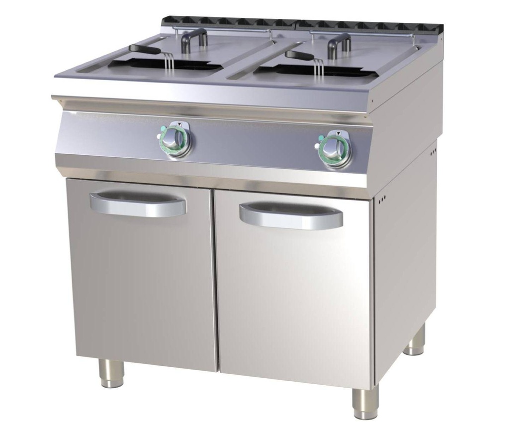 Elektro-Fritteuse mit Unterschrank 2x 13 Liter
