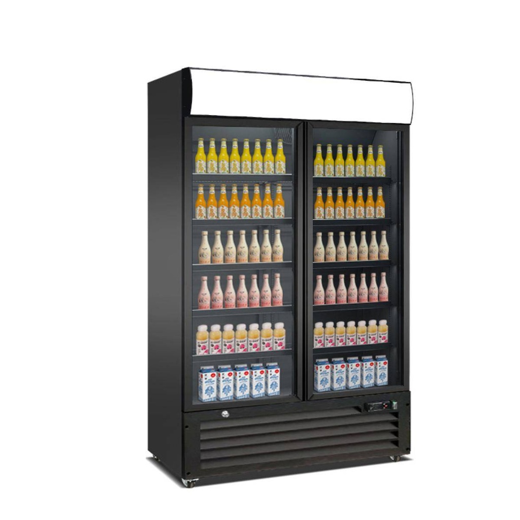 Getränkeühlschrank mit Display und 2 Flügeltüren 750 Liter | 1120x610x1975 mm | schwarz