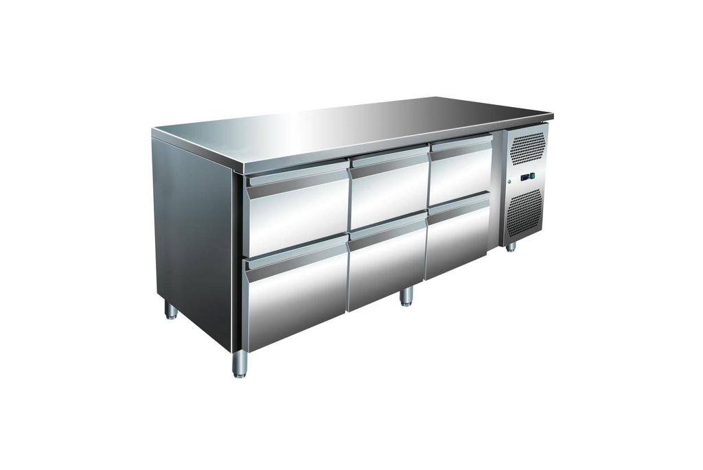 VIP Kühltisch mit 3x 2 Schubladen -2 bis +8°C 1.795x600x860 mm