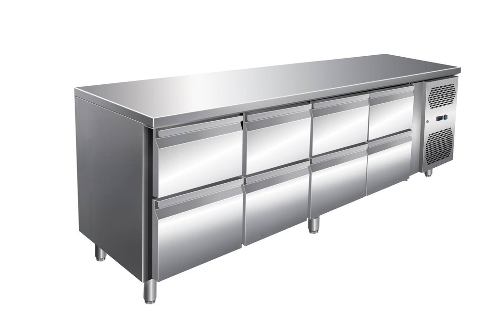 VIP Kühltisch mit 4x 2 Schubladen -2 bis +8°C 2.230x600x860 mm