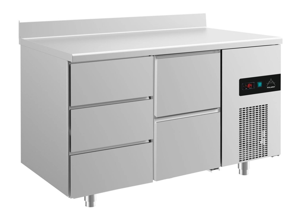 Kühltisch -2 bis +8°C 1400x700x850mm mit 1x zwei Schubladen und 1x drei Schubladen u. Aufkantung