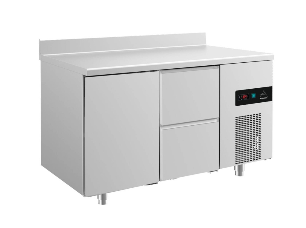 Kühltisch -2 bis +8°C 1400x700x850mm mit 1x Tür und 1x zwei Schubladen u. Aufkantung