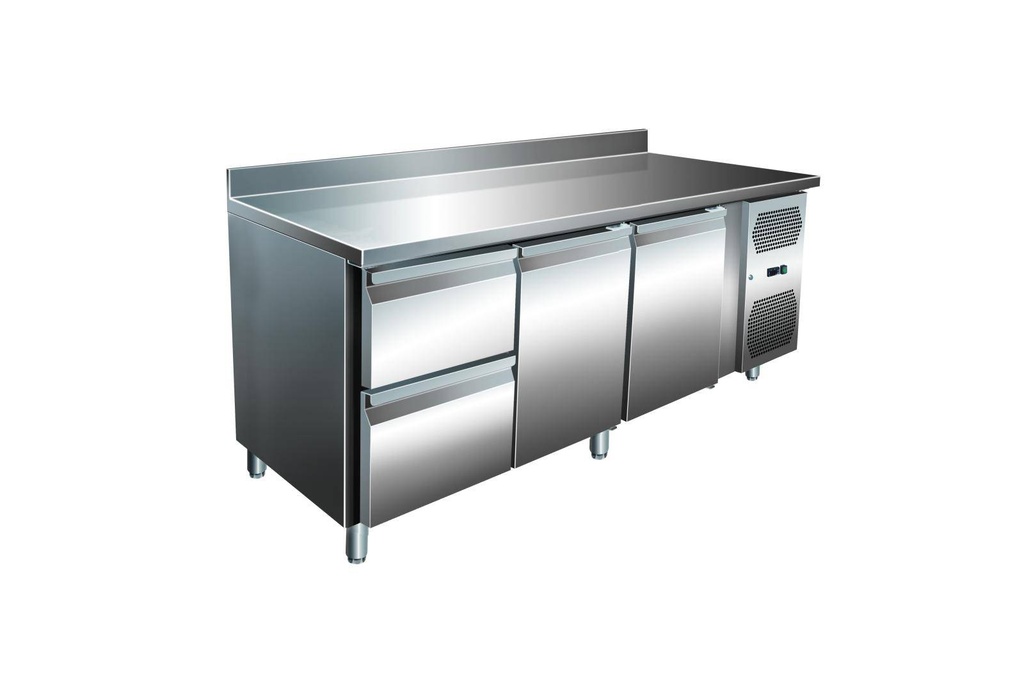 VIP Kühltisch mit 1x 2 Schubladen und 2 Türen und Aufkantung -2 bis +8°C 1.795x700x960 mm