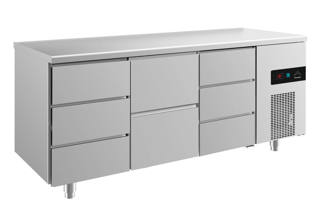 Kühltisch -2 bis +8°C 1865x700x850mm mit 1x zwei Schubladen und 2x drei Schubladen