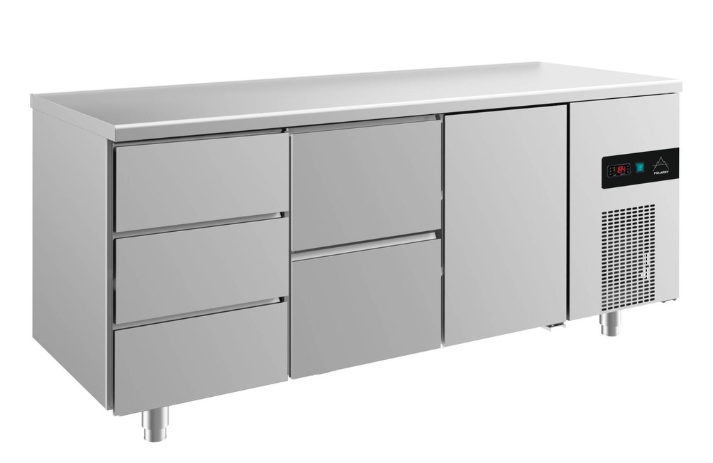 Kühltisch -2 bis +8°C 1865x700x850mm mit 1x Tür, 1x zwei Schubladen und 1x drei Schubladen