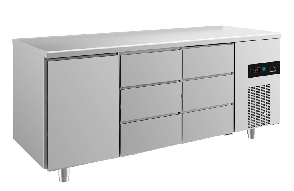 Kühltisch -2 bis +8°C 1865x700x850mm mit 1x Tür und 2x drei Schubladen