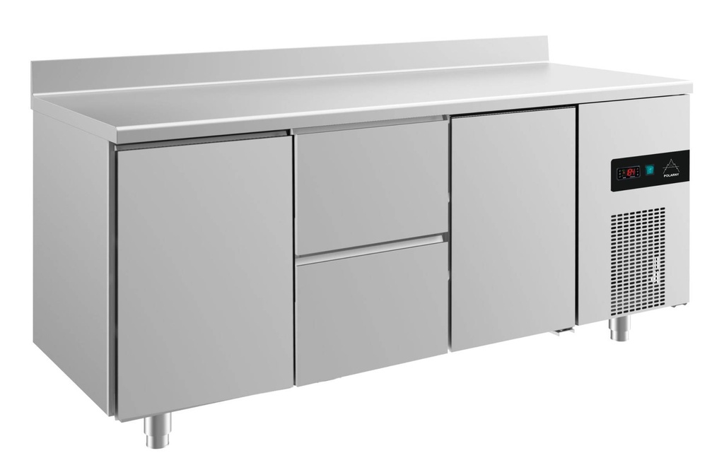 Kühltisch -2 bis +8°C 1865x700x850mm mit 2x Türen und 1x zwei Schubladen u. Aufkantung