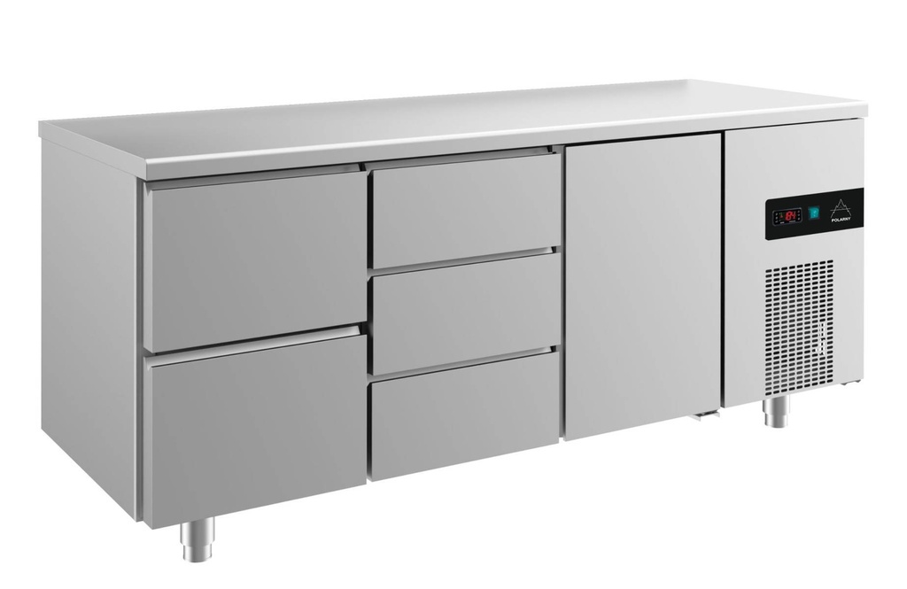 Kühltisch -2 bis +8°C 1865x700x850mm mit 1x Tür, 1x zwei Schubladen und 1x drei Schubladen