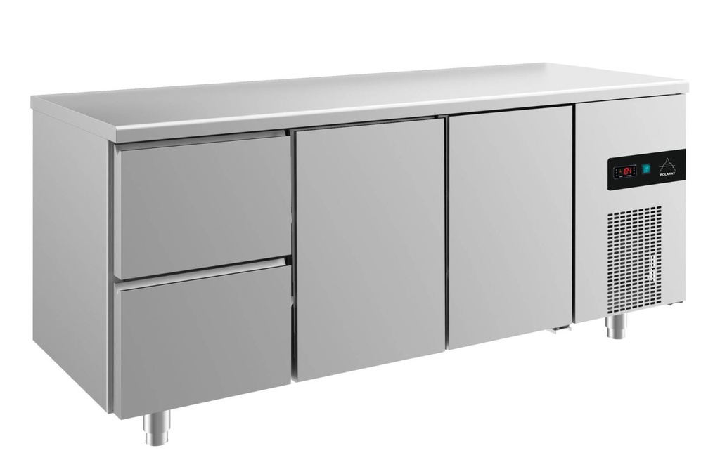 Kühltisch -2 bis +8°C 1865x700x850mm mit 2x Türen und 1x zwei Schubladen