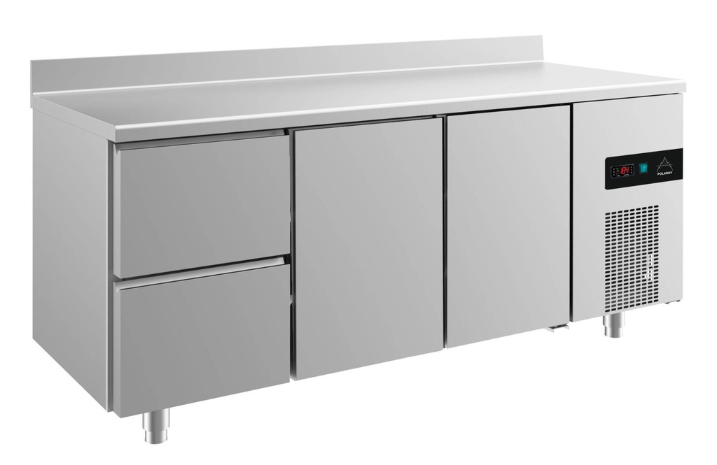 Kühltisch -2 bis +8°C 1865x700x850mm mit 2x Türen und 1x zwei Schubladen u. Aufkantung