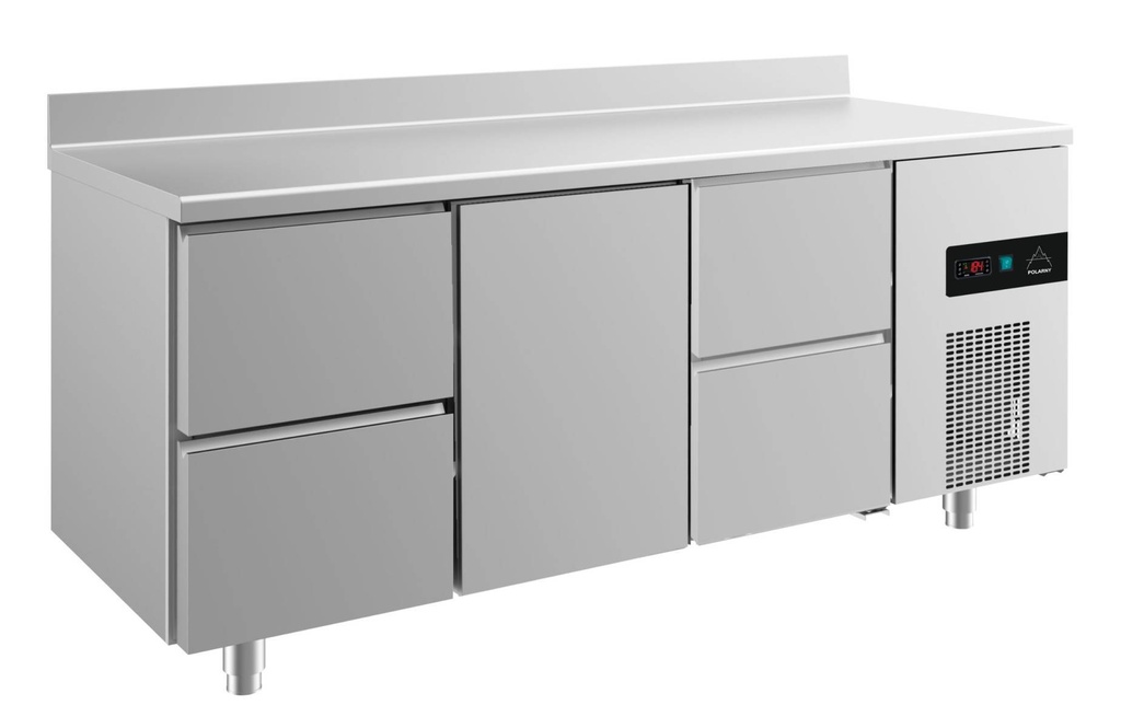 Kühltisch -2 bis +8°C 1865x700x850mm mit 1x Tür und 2x zwei Schubladen u. Aufkantung