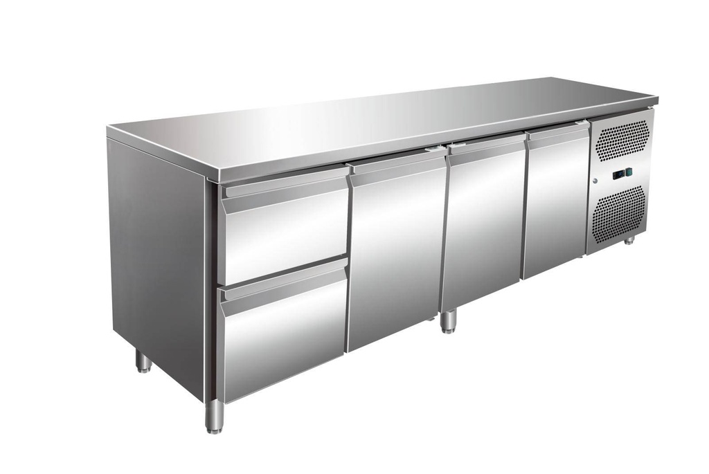 VIP Kühltisch mit 4 Türen und Aufkantung -2 bis +8°C 2230x700x860 mm