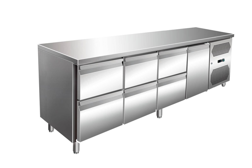 VIP Kühltisch mit 3x 2 Schubladen und 1 Tür -2 bis +8°C 2.230x700x860 mm