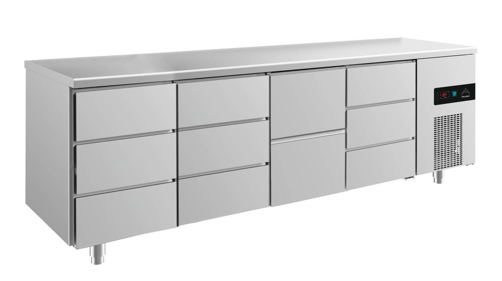 Kühltisch -2 bis +8°C 2330x700x850mm mit 1x zwei Schubladen und 3x drei Schubladen
