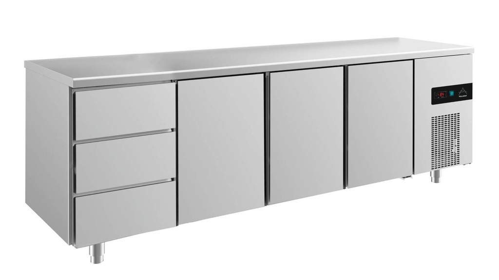 Kühltisch -2 bis +8°C 2330x700x850mm mit 3x Tür und 2x drei Schubladen