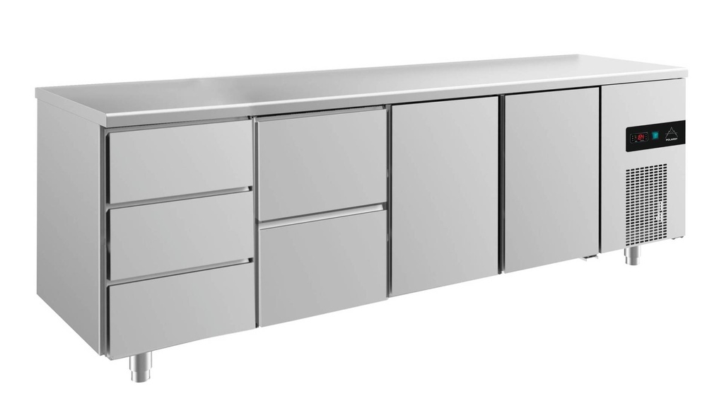 Kühltisch -2 bis +8°C 2330x700x850mm mit 2x Türen, 1x zwei Schubladen und 1x 3 Schubladen