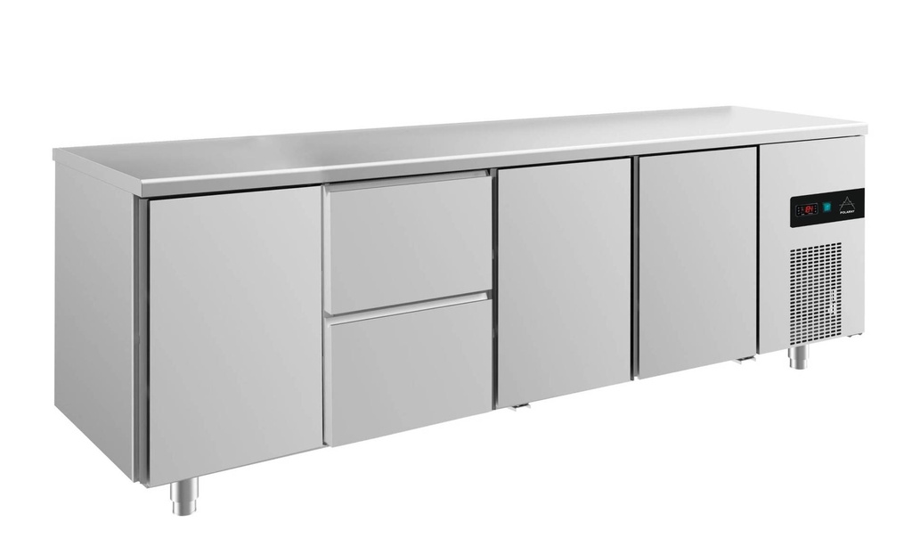 Kühltisch -2 bis +8°C 2330x700x850mm mit 3x Türen und 1x zwei Schubladen