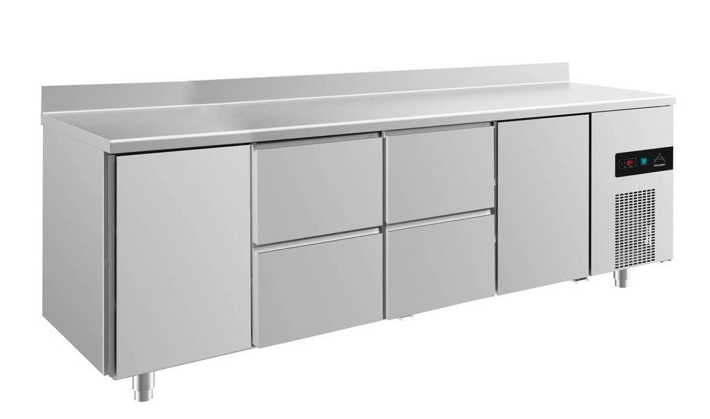Kühltisch -2 bis +8°C 2330x700x850mm mit 2x Türen und 2x zwei Schubladen u. Aufkantung